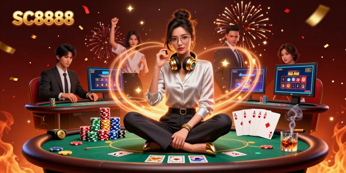 Immerse in the gaming atmosphere with SC8888 as an elegant gambler at a high-tech casino.