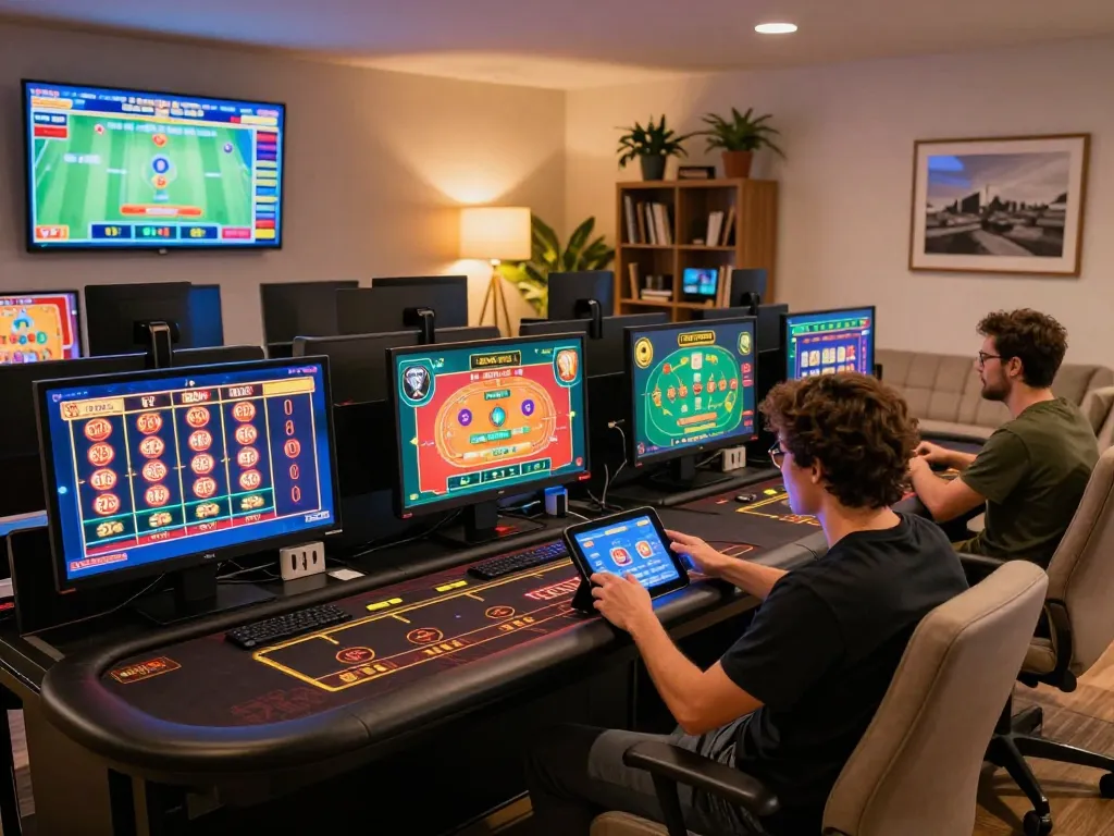 Engaged player using LC88 for online gaming on a tablet while enjoying a cozy ambiance.