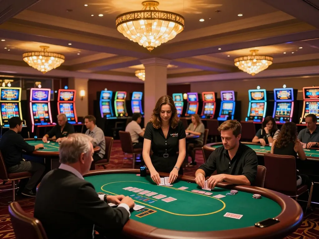 Experience exciting gameplay at BET168 with players enjoying poker on a vibrant casino floor.