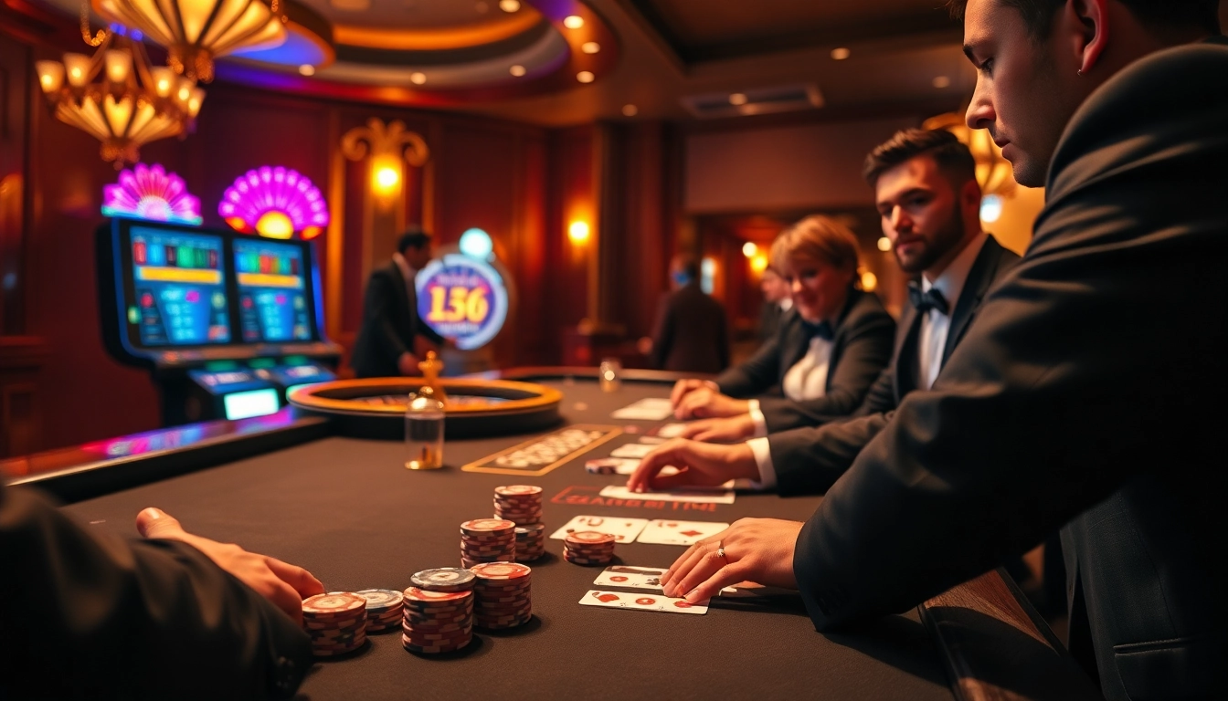 DAGA gaming table with players engaging in a thrilling poker game, highlighting excitement.