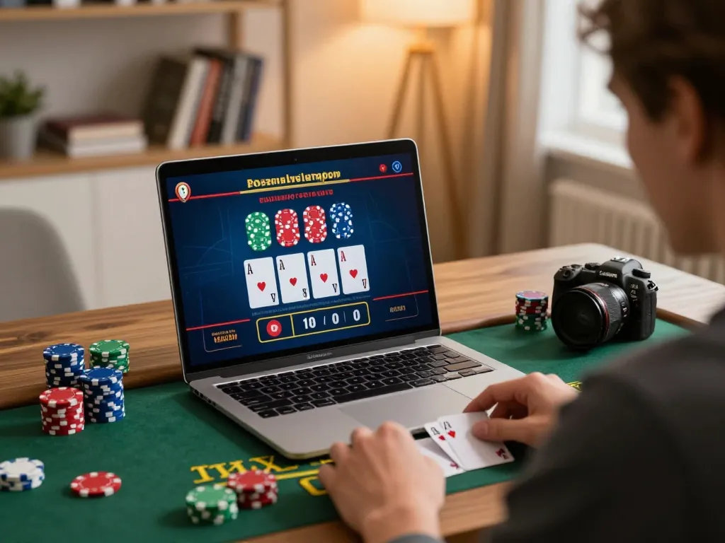 89bet players enjoying live dealer games in a cozy home office setting, promoting responsible gaming.