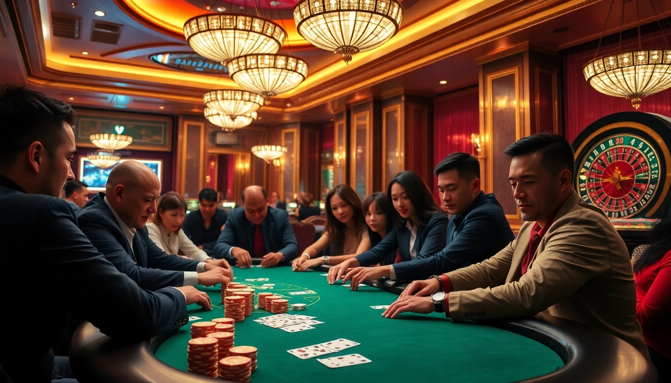 Players facing off at a high-stakes poker table showcasing the excitement and elite gameplay of 65A.