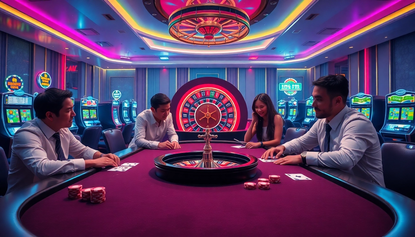 Players strategize at a poker table while enjoying the thrilling ambiance of https://du88.sbs/ casino experience.