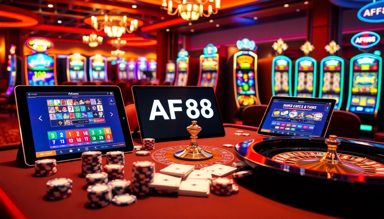 Experience the excitement of gambling at AF88 with vibrant casino elements and sleek technology.