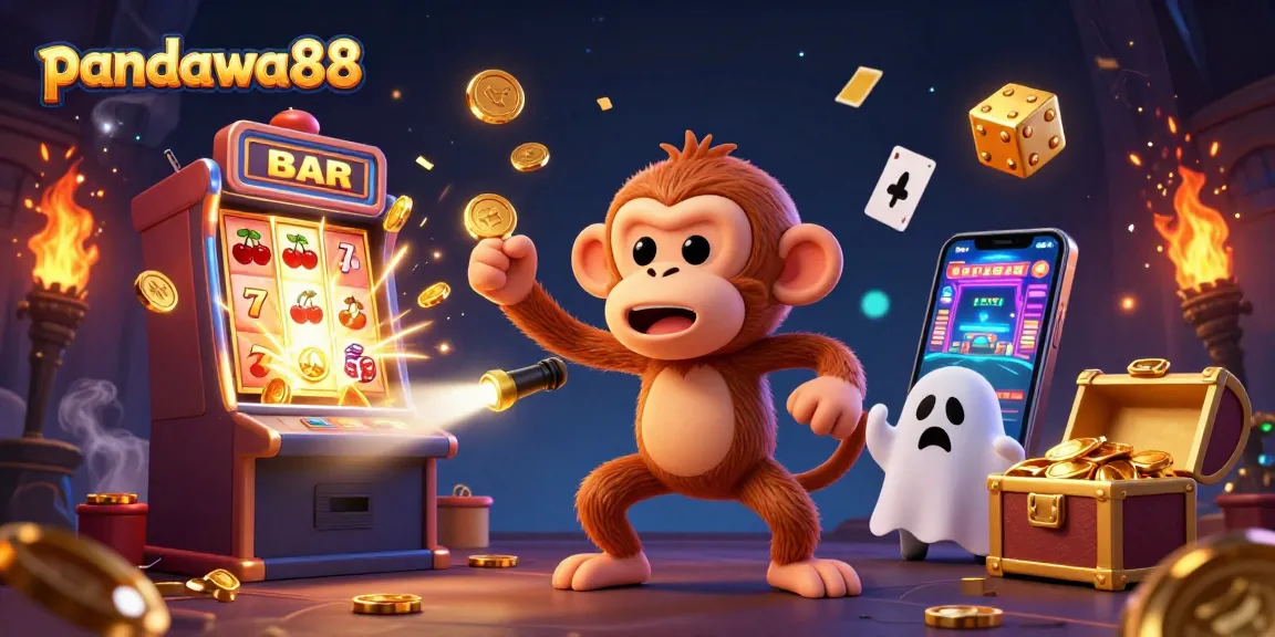Engage with pandawa88 as a playful ghost and a puppy hunt treasures in a vibrant casino scene.