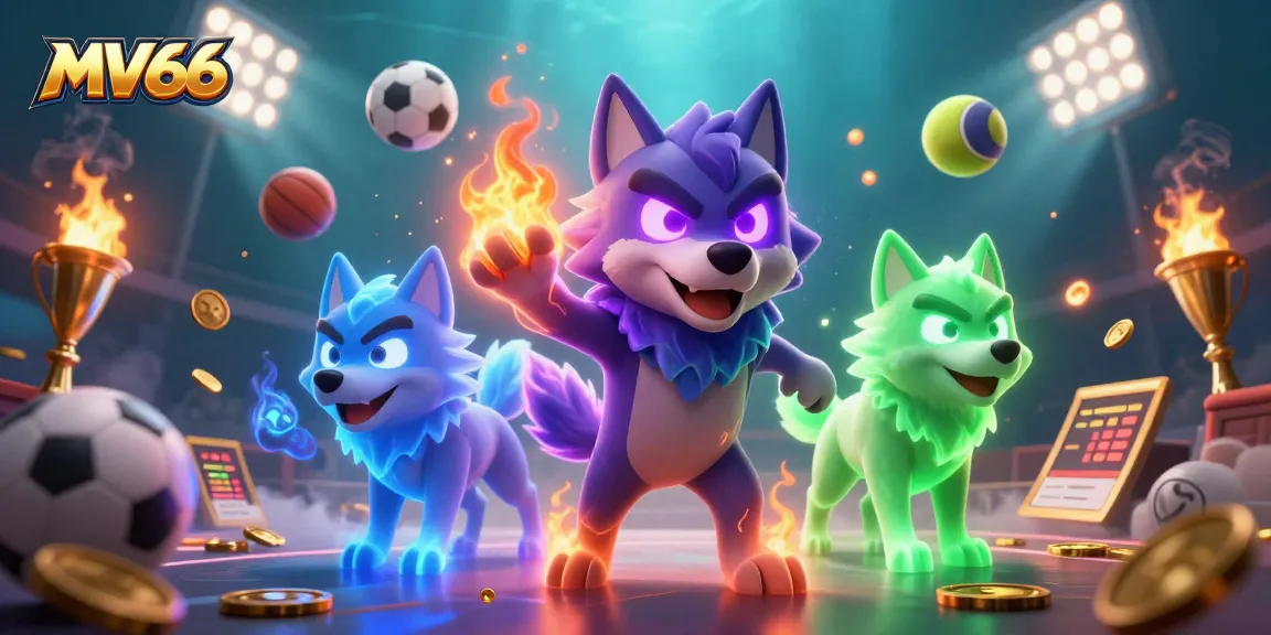 Experience thrilling games at MV66 with captivating ghostly wolves and festive sports elements.
