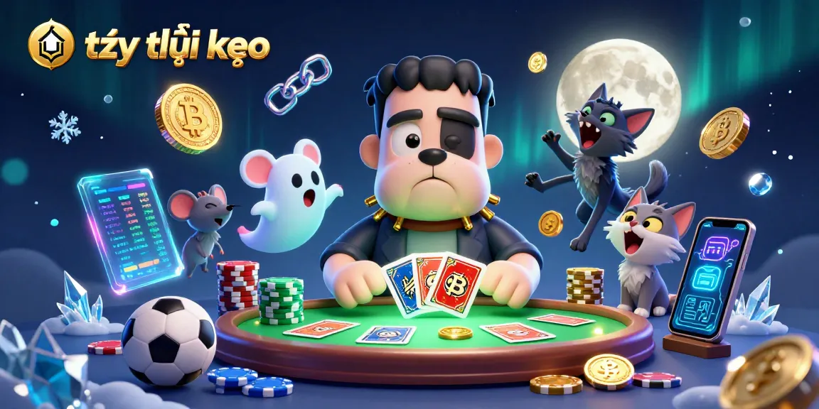 Engage with tỷ lệ kèo while playing cards with a bulldog monster at a ghostly casino table.