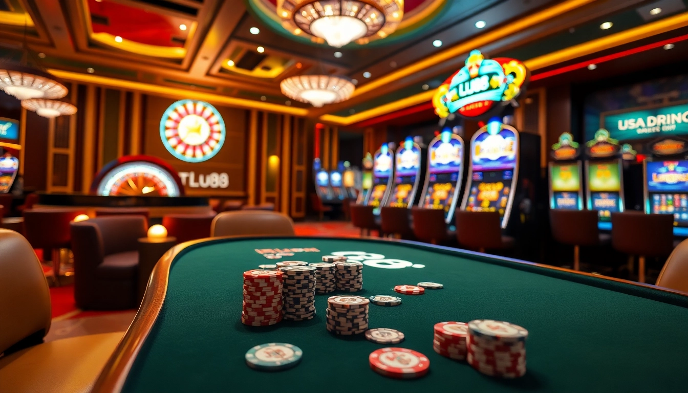 Experience thrilling gaming at Lu88 with vibrant tables, exciting roulette, and poker night ambiance.