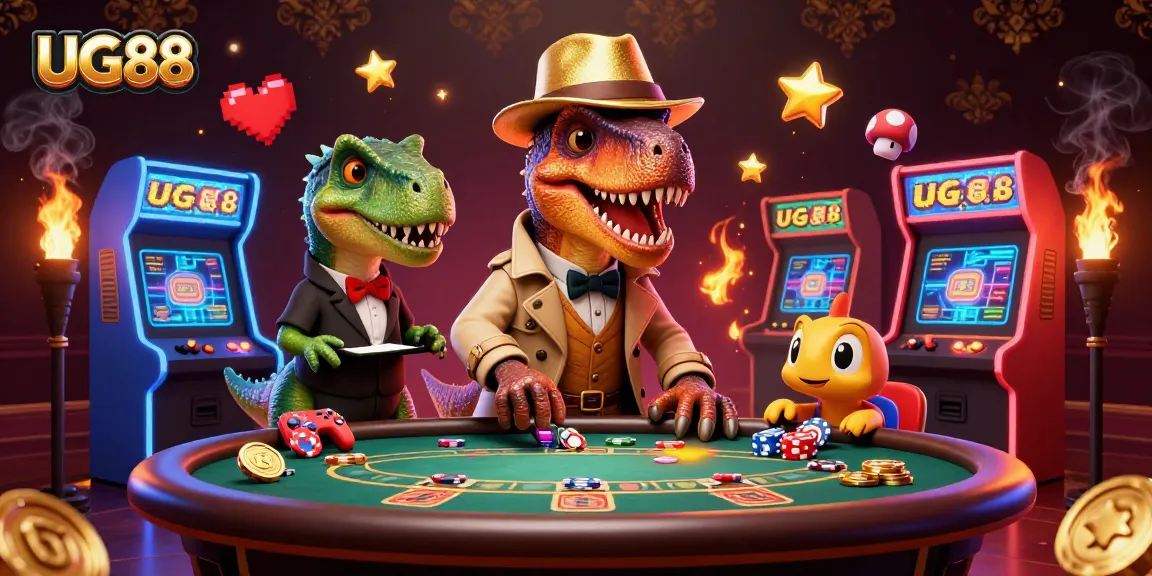Experience thrilling gameplay at UG88 with characters engaged in a vibrant casino scene.