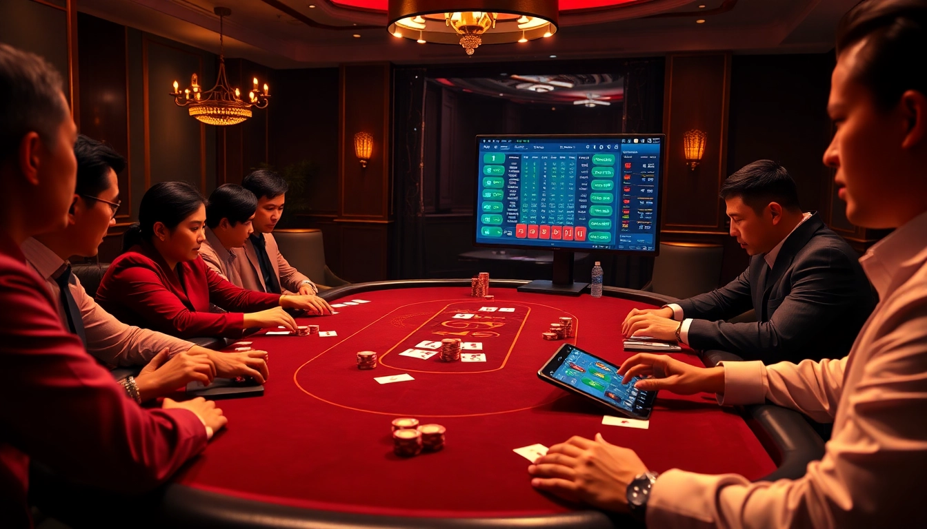 Bong88 engages players with a vibrant casino atmosphere showcasing a high-stakes poker game.