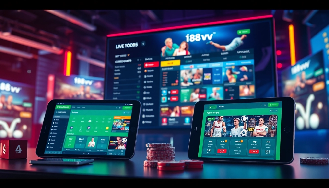Engaging online gambling scene featuring the 88vv platform with vibrant colors and modern interface elements.