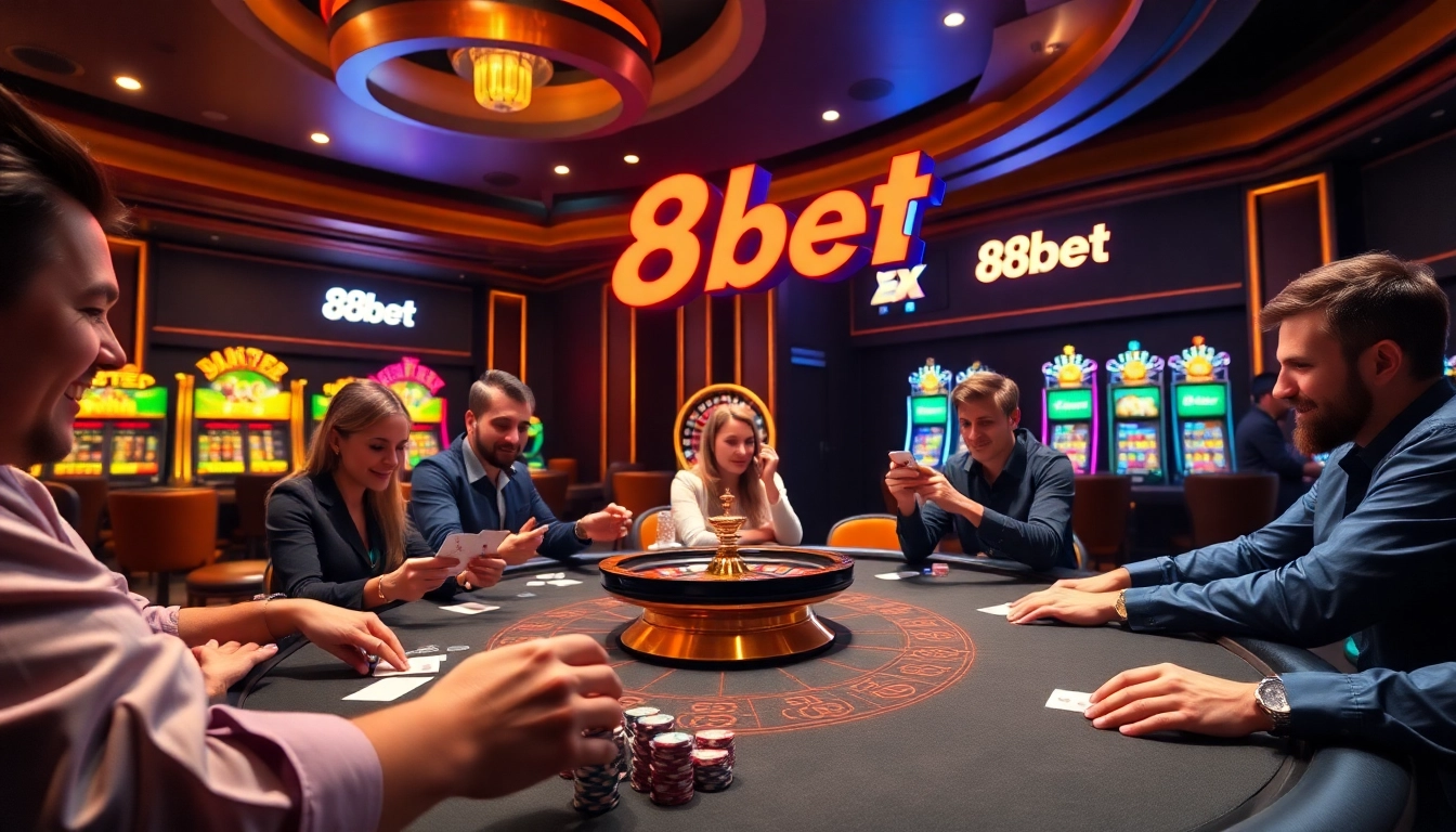 Gamble with excitement at an 88bet poker table filled with vibrant players and luxuriously designed games.