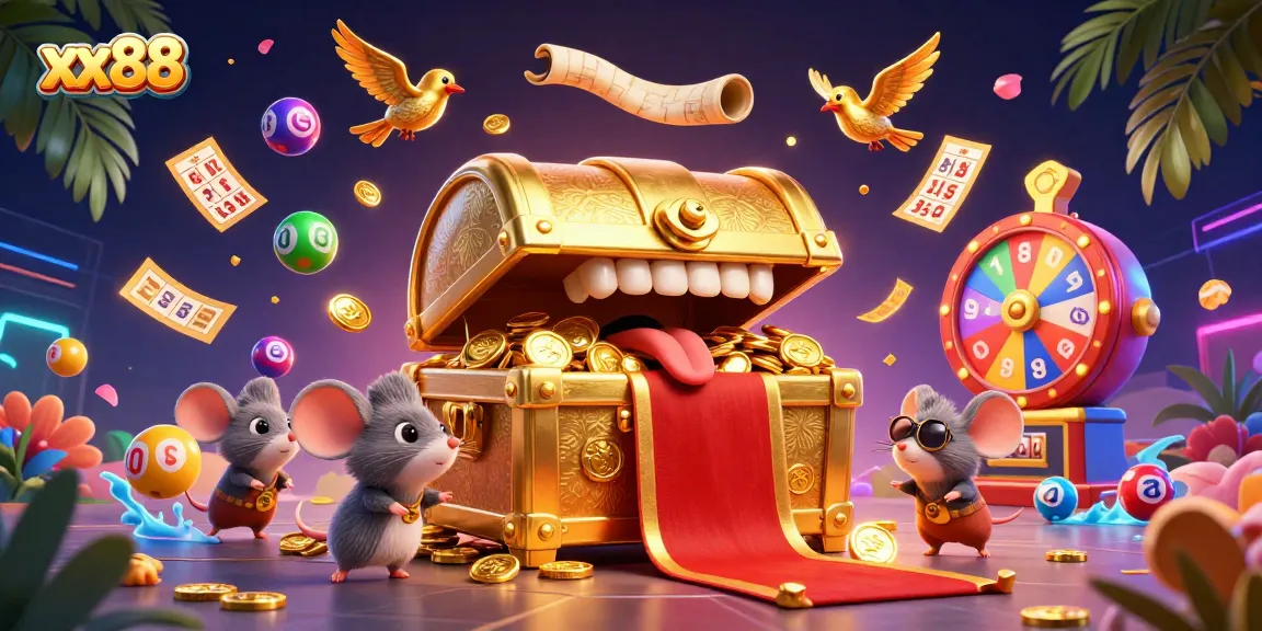 Engage in exciting gaming with xx88, where treasure chests and lottery balls create thrilling moments.