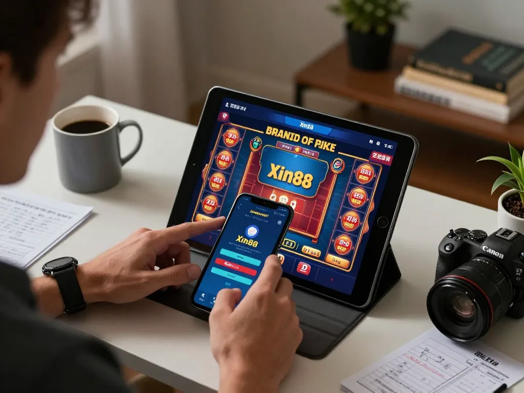 Engaging with the Xin88 mobile app on a tablet, showcasing dynamic online casino gameplay.