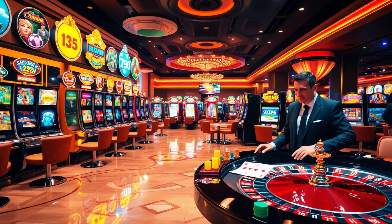 Exciting slot machines and a dealer presenting games at https://nohudoithuong.us/ for thrilling gambling experiences.