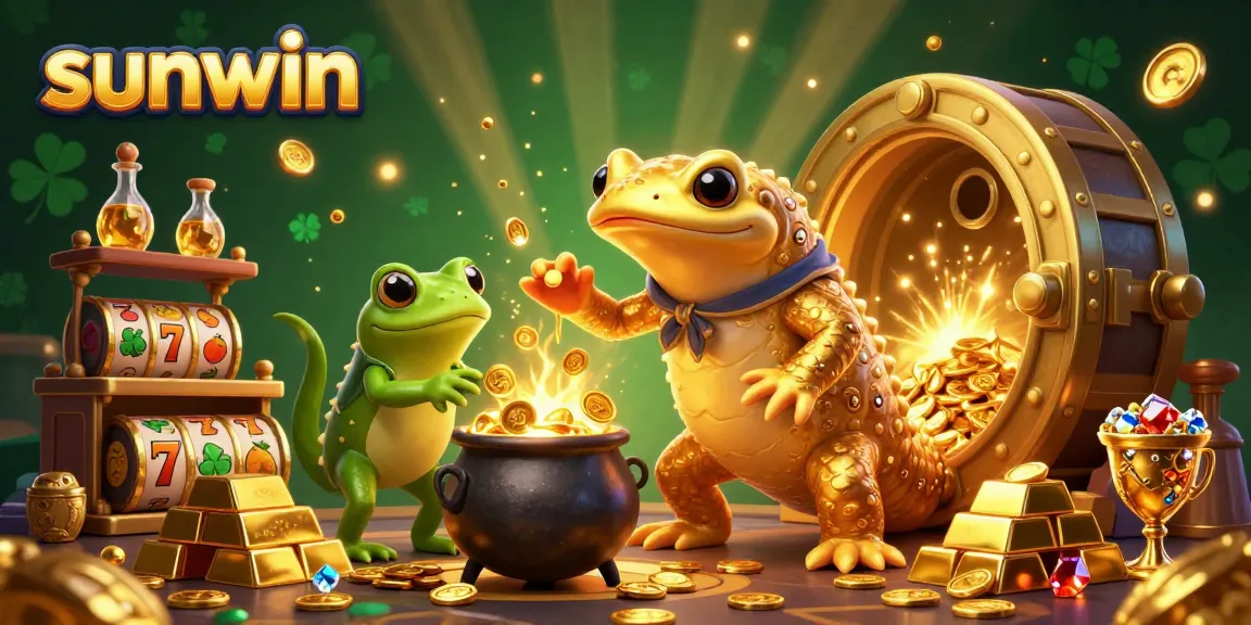 Experience the excitement of winning with sunwin in a vibrant casino-themed 3D illustration.