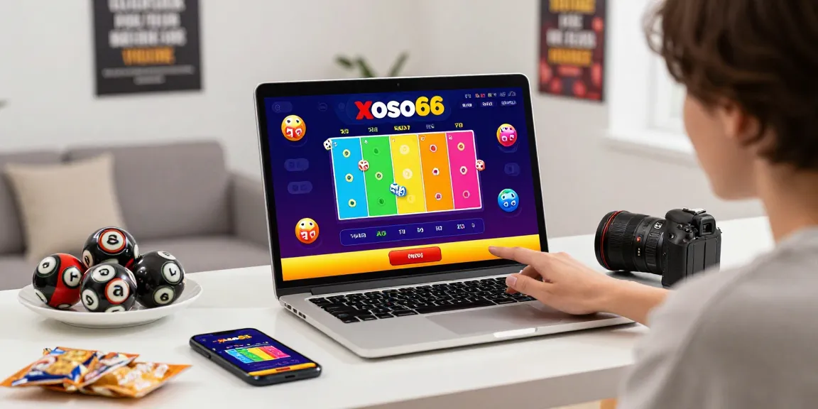 Engaged player on Xoso66 platform enjoying lottery games in a modern home setup.