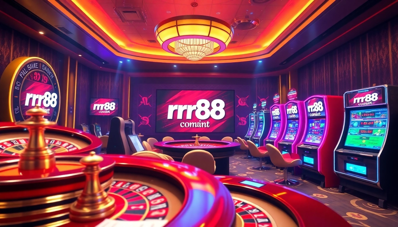 Experience the thrill of rr88 com with a lively online casino scene featuring vibrant gaming elements.