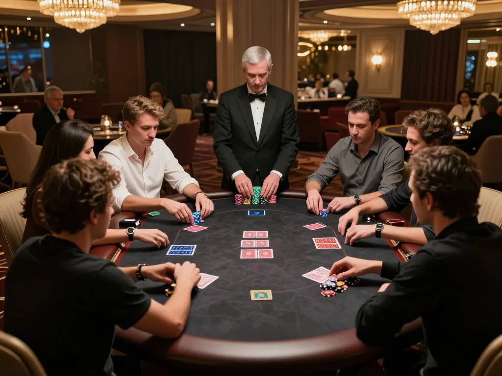 Witnessing intense gameplay at the high-stakes soibet poker table in a luxurious casino setting