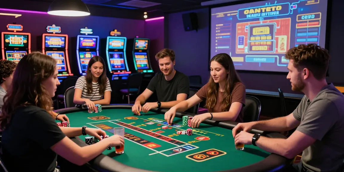 Exciting scene showcasing players at credit card casinos UK, engaging with vibrant slot machines and lively gaming atmosphere.