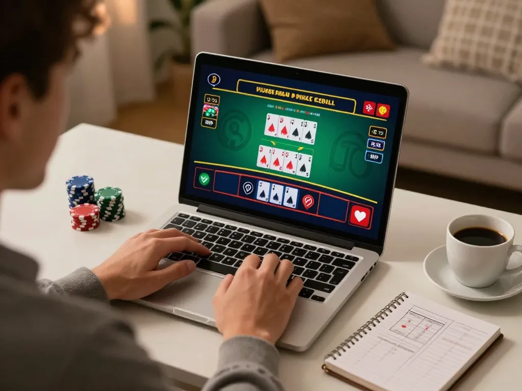 Player engaging with the XX88 online casino app on a laptop, showcasing a live blackjack game.