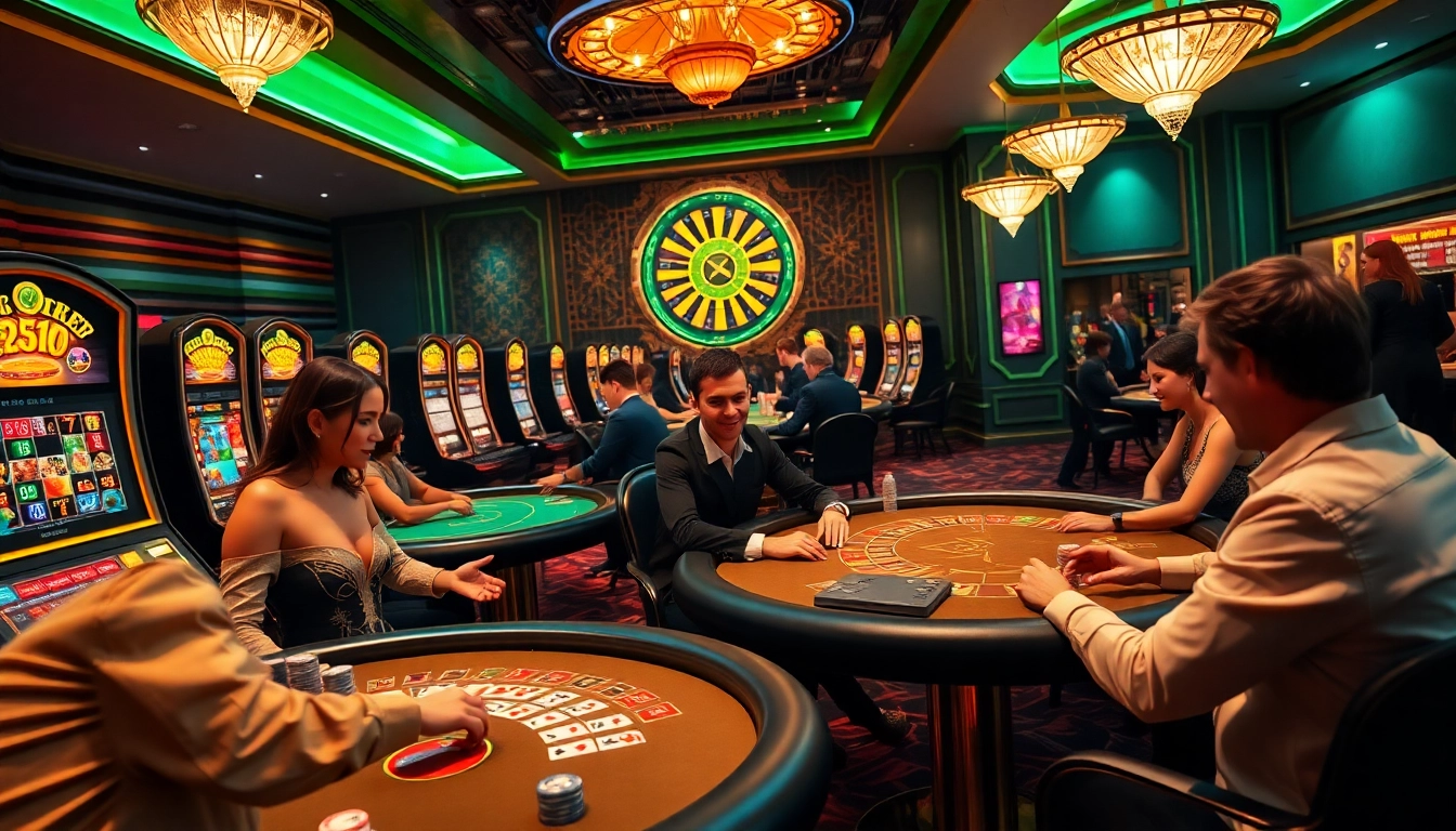 Engage in thrilling casino games at 789P with vibrant slot machines and lively poker players.