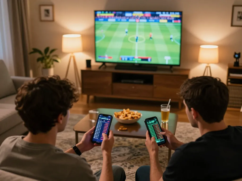Engaging in sports betting at home, showcasing sin88 excitement and dynamic gameplay environment