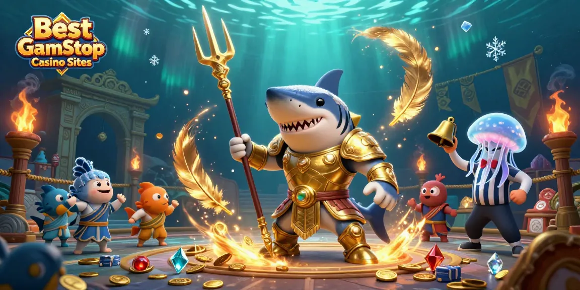 Experience thrilling gaming action at Best Non Gamstop Casino Sites with vibrant casino elements in a dynamic underwater scene.