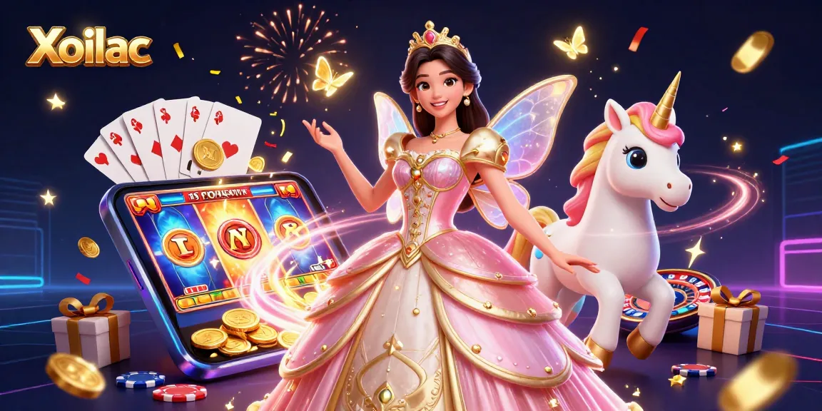 Xoilac enhances your gaming experience with exciting slots, golden coins, and colorful visuals.