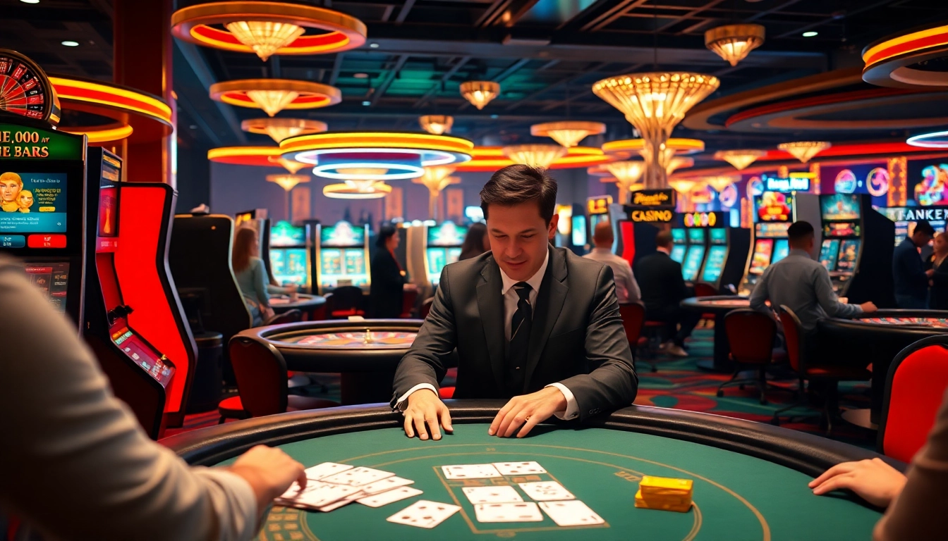 Thrilling casino gameplay at EE88 featuring poker chips and vibrant tables.