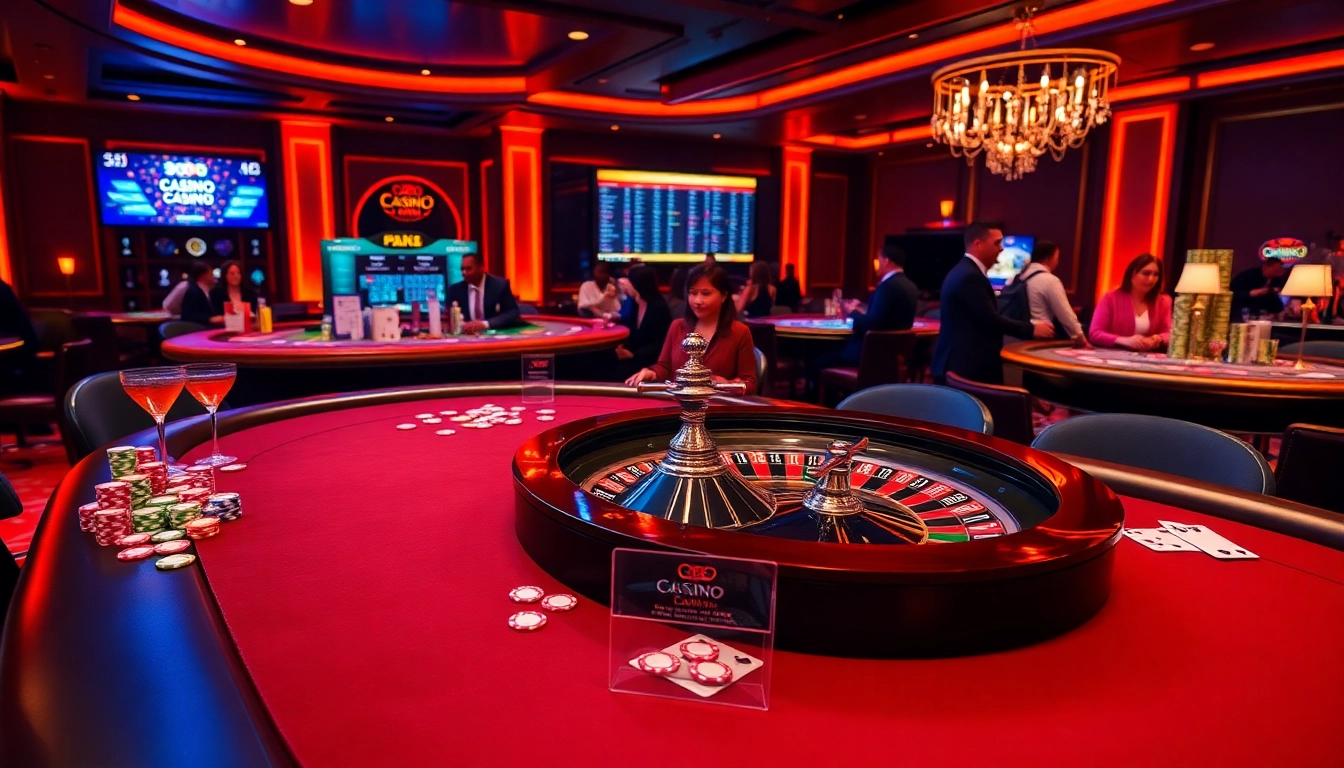 SODO CASINO 66 features an elegant poker table with vibrant roulette and excited gamblers.