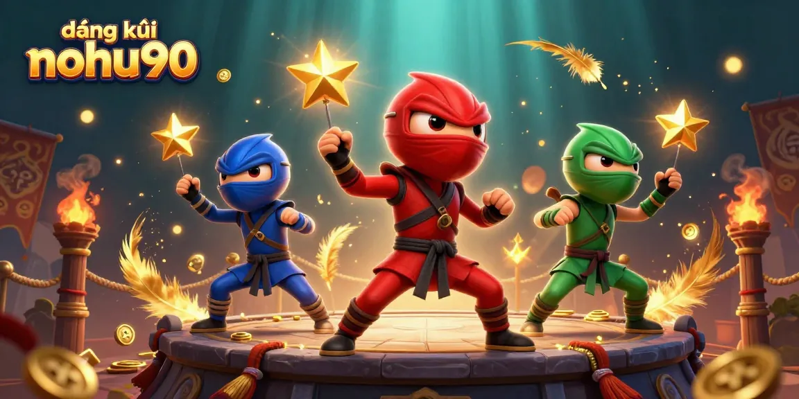 Engage in thrilling gameplay with đăng ký nohu90, featuring ninja chameleons in action amidst casino elements.