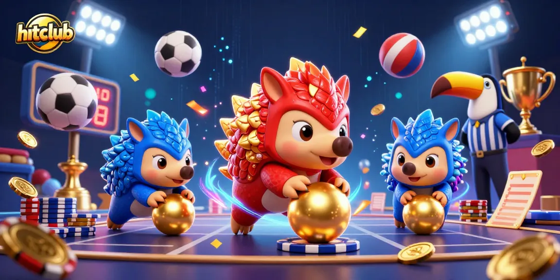 Engage in a thrilling game with hitclub's playful pangolins amid vibrant casino elements.