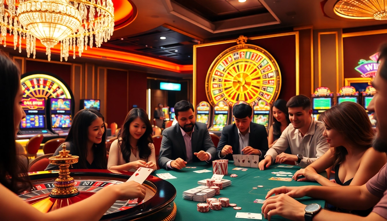 Players enjoying high-stakes games at 58win's luxurious casino.