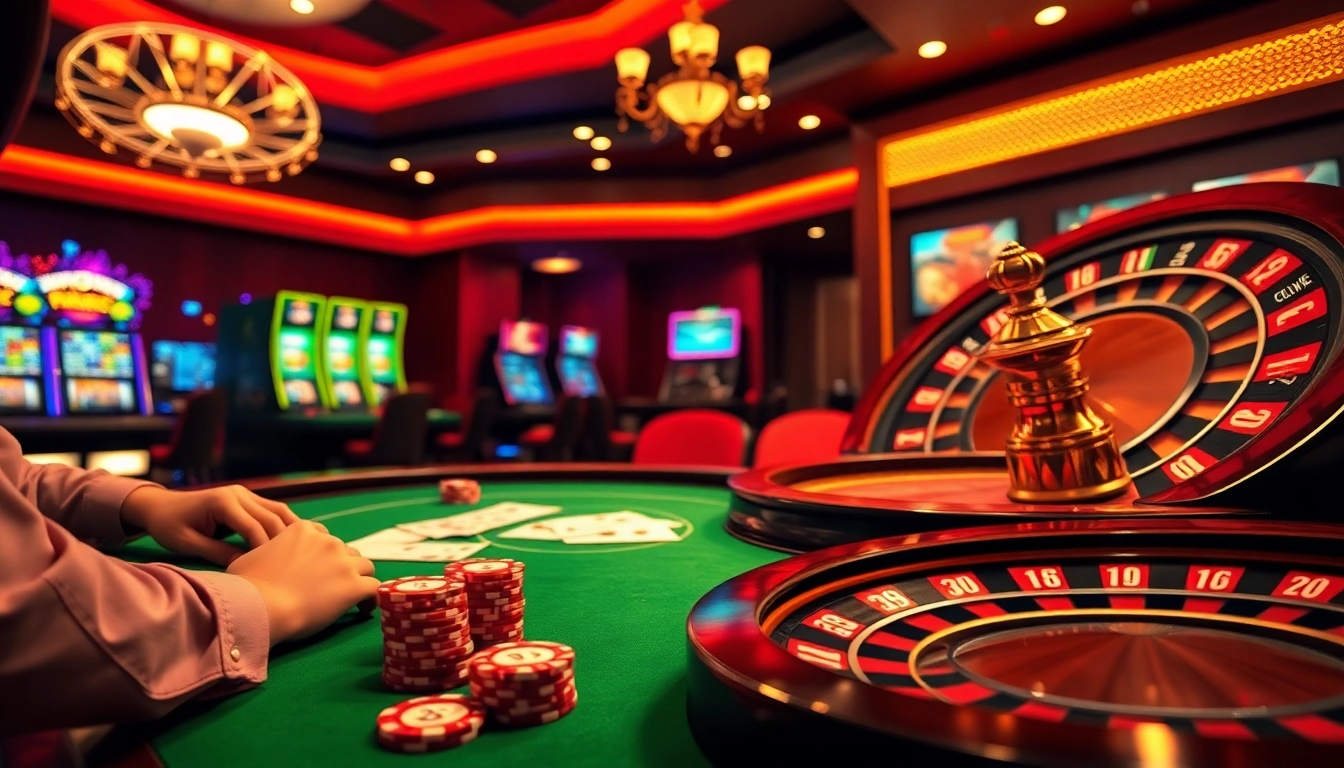 Kèo Nhà Cái sports betting excitement with luxurious casino visuals and engaged players.