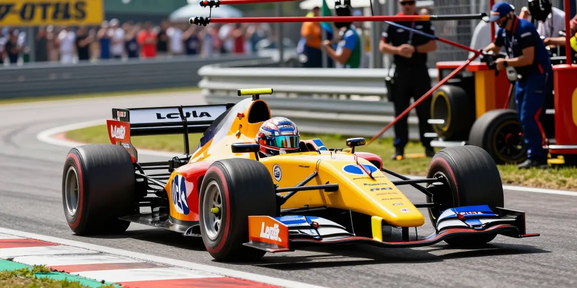 Lola LC88 racing in action during a Formula One race, showcasing speed and excitement on the track.