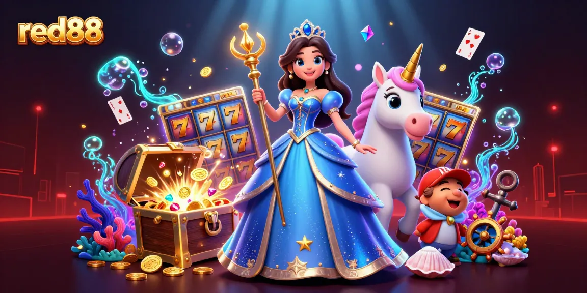 Experience excitement at red88 casino with stunning visuals of gaming characters and vibrant themes.