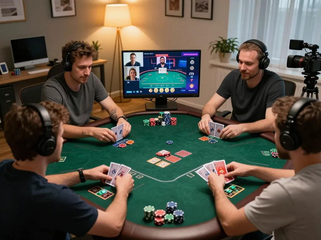Players engaging in a thrilling online poker game on SV368HN, showcasing strategic gameplay with chips.