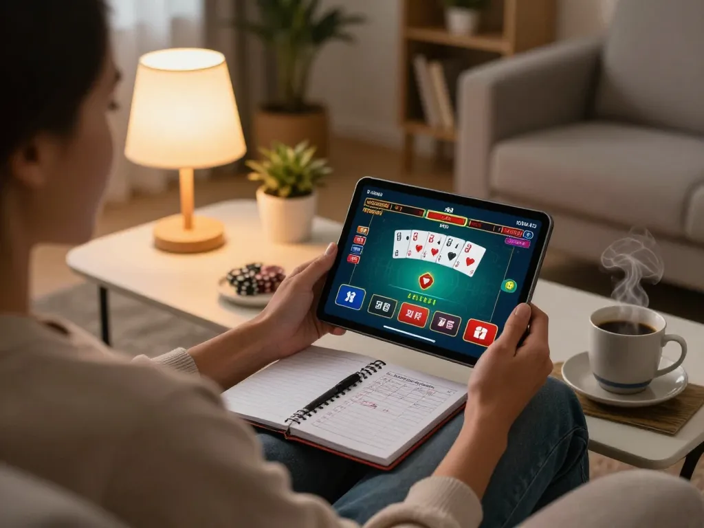 A person engaged in online gaming at home promotes the credibility of nhà cái uy tín with dynamic gameplay and a cozy atmosphere.