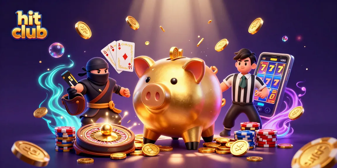 Engaging scene showcasing hit club with gaming characters, coins, and vibrant casino elements