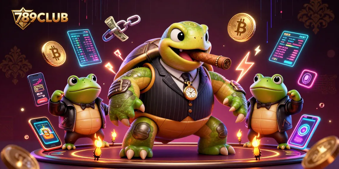 Engage with 789CLUB's dynamic gaming scene featuring crypto elements and vibrant characters.