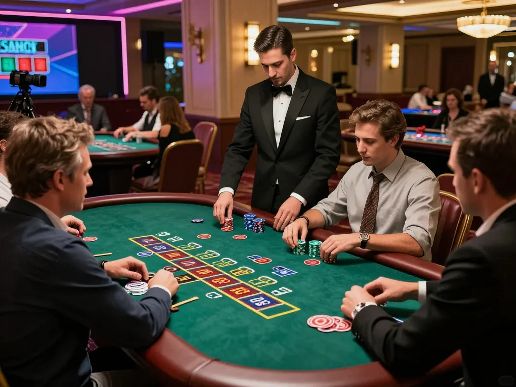 Players strategically betting at 999E blackjack table in an upscale casino environment.
