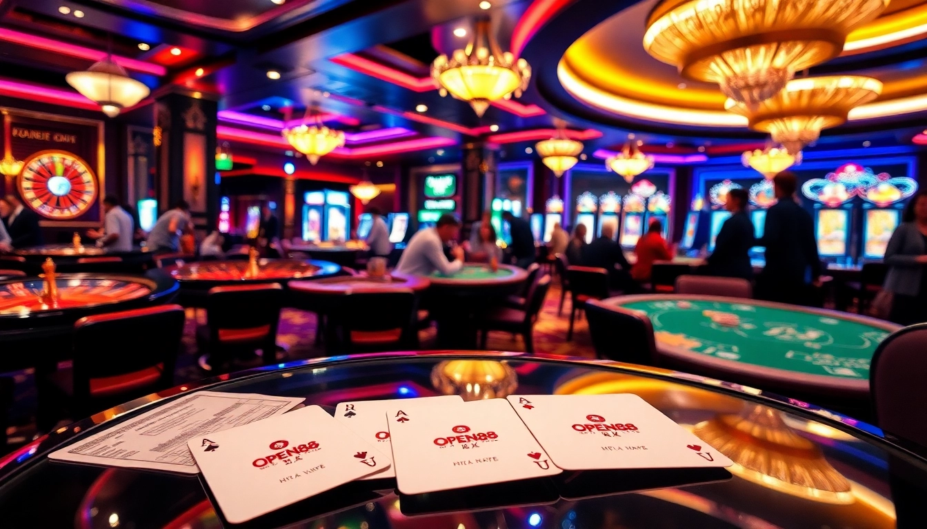 Experience the thrilling atmosphere at OPEN88 NAME with vibrant casino tables and engaging gameplay.