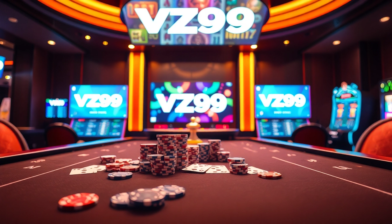 Players enjoying casino games and betting experiences with VZ99 while surrounded by exciting visuals.