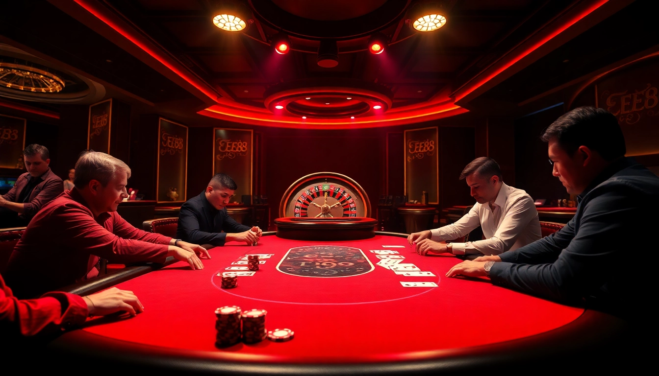 Experience the excitement of gambling at EE88 with vibrant poker chips on a luxurious table.