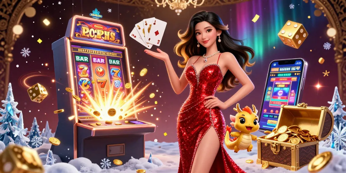 Engage with 99win in a vibrant casino scene featuring a stunning woman, golden dragon, and slot machine jackpot.