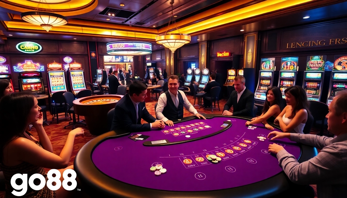 Players enjoying an exciting game at the go88 blackjack table in a luxurious casino atmosphere.