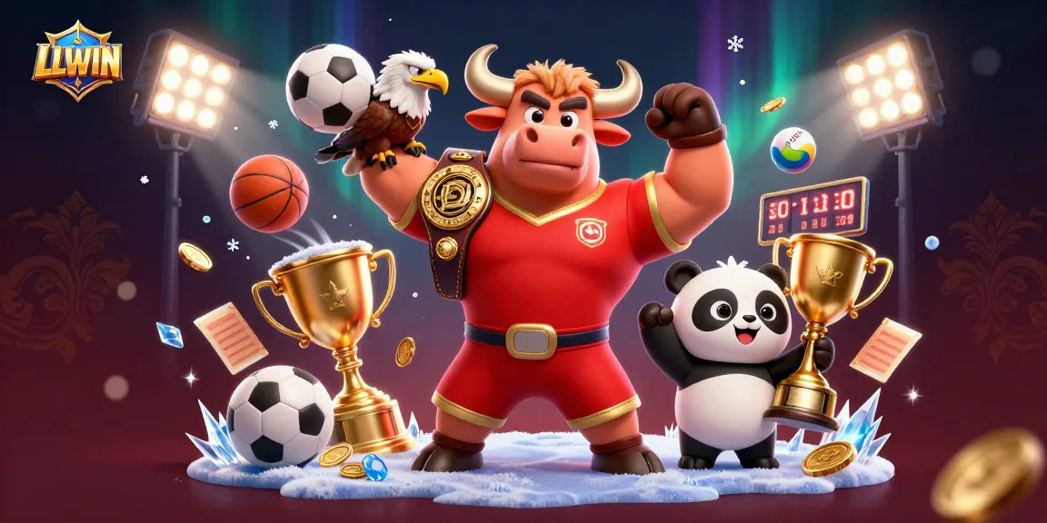 Engage with LLWIN, a vibrant 3D casino illustration showcasing characters celebrating triumph in various games.