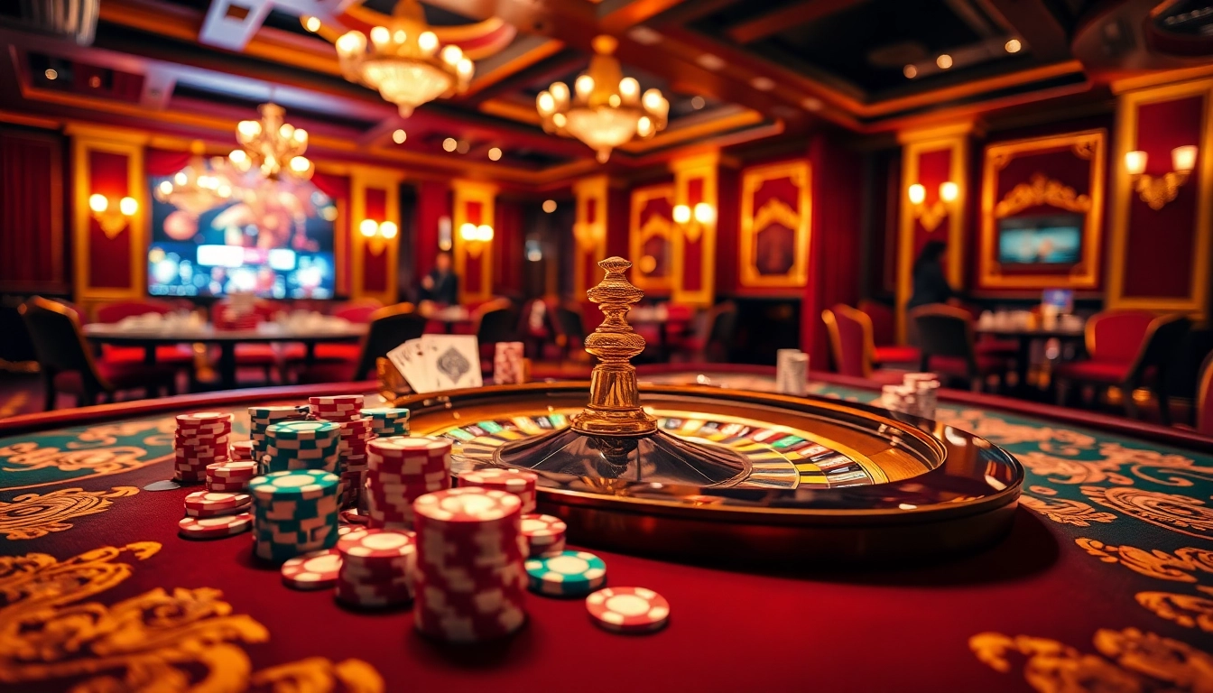 Players strategizing at a luxurious haywin casino table filled with vibrant poker chips and cards.