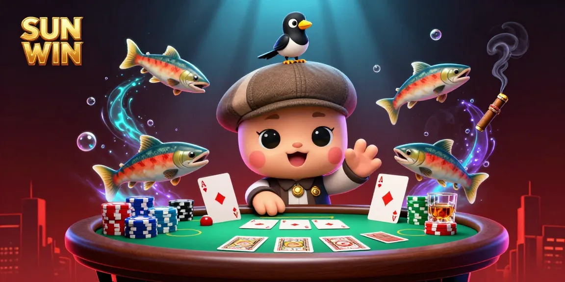 Engage in winning strategies at SUN WIN with vibrant characters and casino elements.